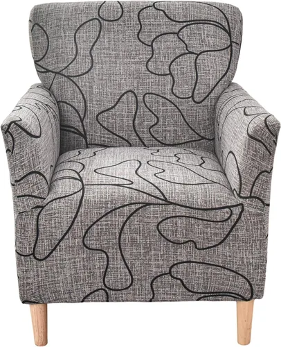 Vista 43 de CRFATOP - Funda elástica para sillón de mediados de siglo moderno de 1 pieza, fundas de silla de acento de jacquard con brazos, fundas de silla
