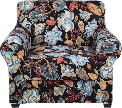 Vista 16 de hyha Funda para sofá, fundas para sofá biplaza, diseño floral, elásticas, estampadas, 3 piezas, fundas para sofá de 2 cojines separados, protector