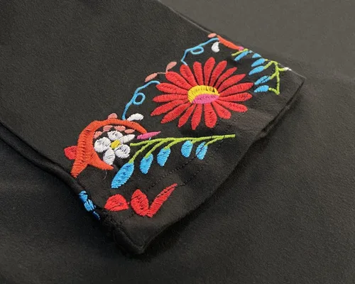 Vista 4 de Melliflo Camisas mexicanas de manga larga para mujer, blusa campesina bordada floral, estilo étnico, camisetas bohemias
