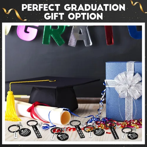 Vista 4 de Yinkin 16 llaveros de regalo de graduación para mujeres y hombres, divertidos regalos inspiradores 2023 inspiradores de 2023 regalos de graduación