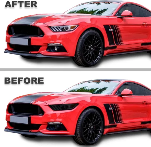 Vista 2 de Compatible con Ford Mustang 2015 2016 2017 Kit de tinte de vinilo precortado completo luz trasera completa y faros con cubierta de envoltura de humo