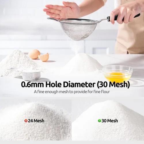 Vista 7 de U-Taste Juego de 4 espátulas de silicona sin BPA de alta resistencia de 600ºF y acero inoxidable 18/8 de 5.5 pulgadas 30 colador de malla (negro)