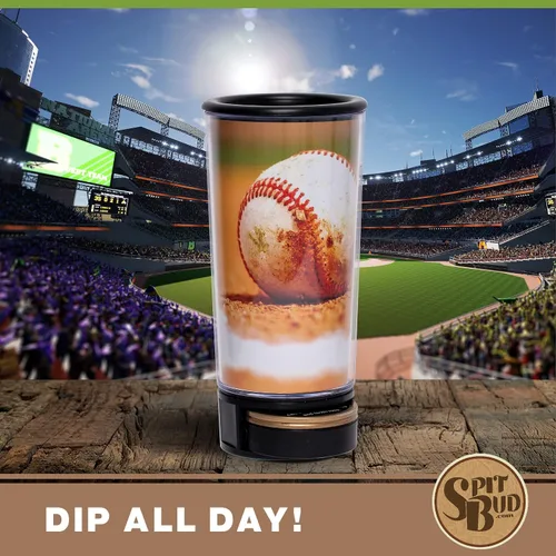 Vista 3 de Spit Bud Baseball #2 The Ultimate Spittoon para masticar – Taza portátil de inmersión y tabaco con tapa, pestaña pop, embudo a prueba de derrames
