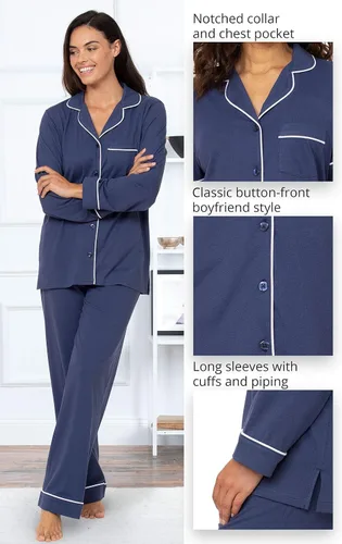 Vista 13 de PajamaGram Conjunto de pijama para mujer – Pijama para mujer, jersey novio, 100% algodón