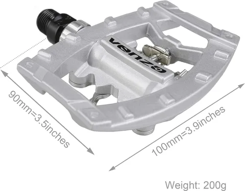 Vista 3 de Venzo Plataforma de doble función multiusos compatible con Shimano SPD bicicleta de montaña con pedales sellados sin clipless – plataforma dual