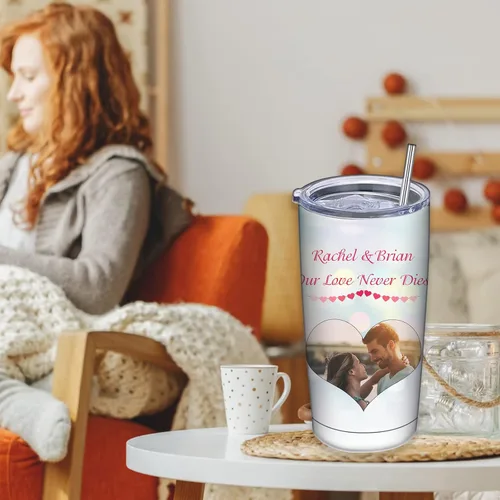 Vista 6 de Vasos con imagen personalizados con tapas y pajitas, taza personalizada con nombre de foto, vaso aislado de acero inoxidable de 20 onzas para niñas