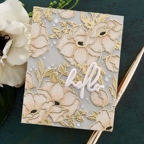 Vista 3 de SPELLBINDERS PAPERCRAFTS, INC Spellbinders Etched Dies por Yana Smakula-Wonderful Script-Anemone Blooms, gris