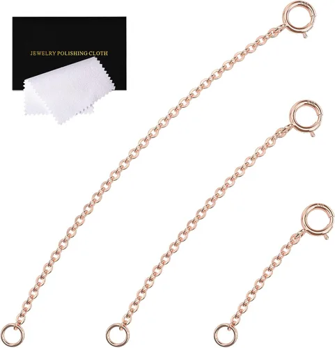 Vista 19 de Extensores de collar para mujer, extensor de pulsera de oro, extensión de joyería de cadena dorada para tobillera para mujer, juego de 2 piezas