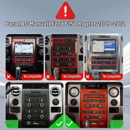 Vista 2 de Radio de coche Android 14 para 2+32G (CA manual) Ford F150 Raptor 2009-2012 9 pulgadas pantalla táctil estéreo de coche con Carplay Android Auto