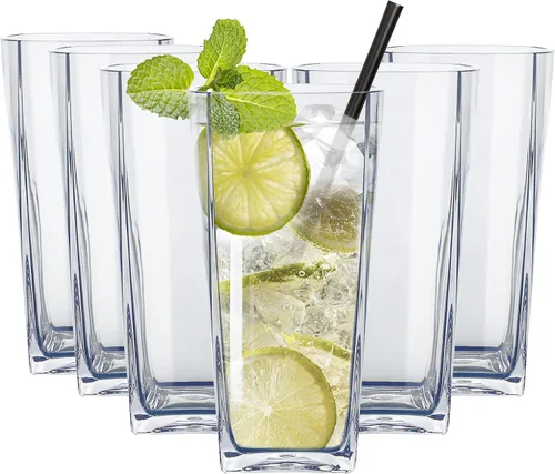 Vista 18 de Top-spring Vaso de Agua de Plástico Reutilizable de 20 Onzas, Vasos Transparentes Irrompibles para Beber, Sin BPA, Juego de 6 Vasos Azules