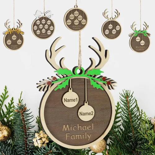 Vista 20 de Adornos de Navidad personalizados familiares de 1, 2, 3, 4, 5, 6, 7, 8, 9, 10, adornos de madera personalizados, decoraciones de Navidad, regalos