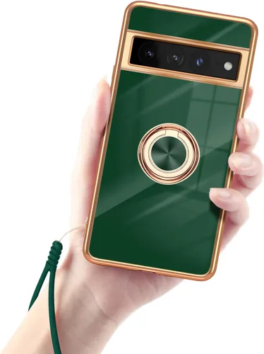 Vista 20 de Funda para Google Pixel 7 Pro para mujer, galvanoplastia, borde dorado, elegancia de lujo, parte inferior de un solo color, cubierta de protección