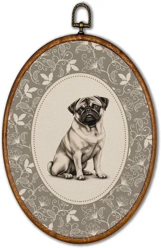Vista 8 de KSDUT Arte de pared ovalado de perro pastor australiano floral retro de 8.6