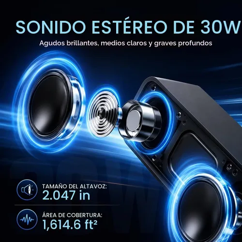 Vista 2 de IKT Altavoz Bluetooth portátil, sonido HD de 20 W, IPX7 impermeable, inalámbrico, gran sonido y graves profundos, emparejamiento TWS, 30 horas