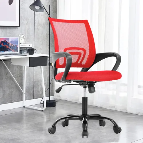 Vista 9 de Silla de escritorio, silla de oficina en casa, sillas de computadora de malla con soporte lumbar y reposabrazos, silla de escritorio ergonómica