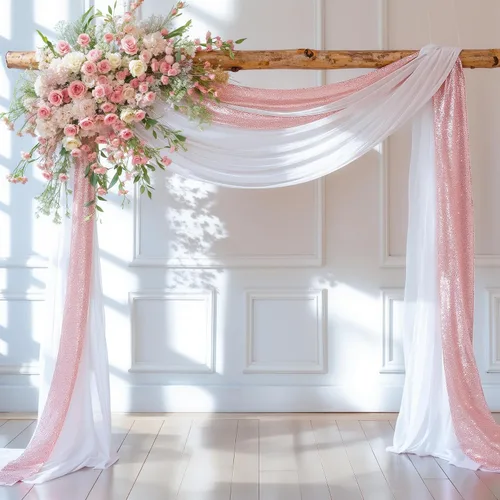 Vista 22 de Cortinas de telón de fondo transparentes para arco de boda de 28 pulgadas x 19 pies Negro