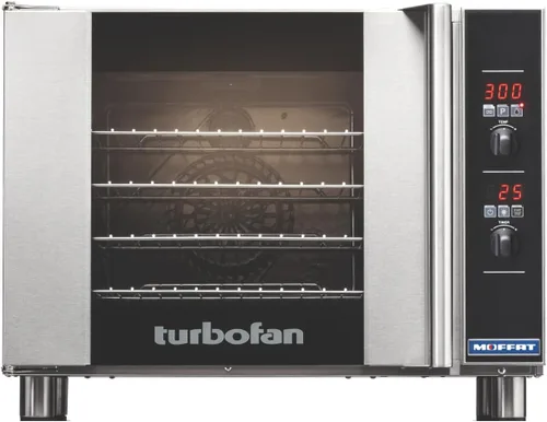 Vista 10 de Moffat Turbofan E31D4 - Horno eléctrico de convección de tamaño completo con soporte, doble pila con ruedas, control digital, 208 V/50/60/1 ph