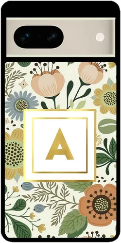 Vista 2 de Funda de goma negra personalizada con patrón de flores vintage compatible con Google Pixel 10, 10 Pro, 10 Pro XL, 9a, 9 Pro, Pixel 9, Pixel 9 Pro