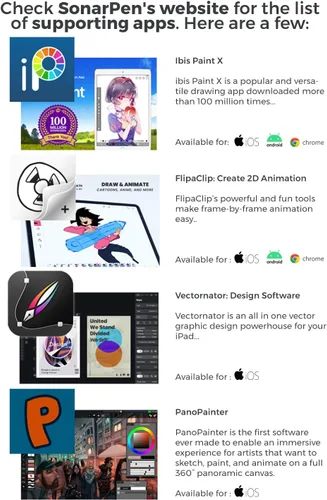 Vista 5 de SonarPen - Paquete de lápiz capacitivo inteligente sensible a la presión con juego de puntas de repuesto SonarPen optimizado para iOS, compatible