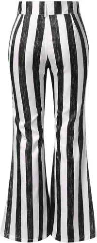 Vista 3 de Womens High Waist Trousers Womens Fashionable Loose Striped Color Contrast Tassel Flare Pants Mid Fashions for Women