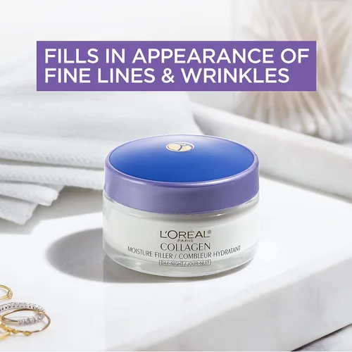 Vista 4 de L'Oreal Paris Crema hidratante facial de colágeno para día y noche, 1.7 onzas + crema de ojos Dermo-Expertise Eye Defense, 0.5 onzas