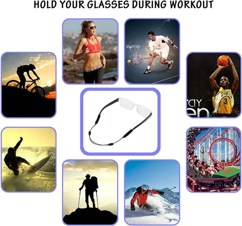 Vista 7 de Paquete de 4 correas ajustables para gafas, retenedor de lentes duradero e impermeable, soporte antideslizante para lentes de sol
