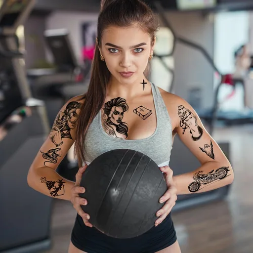 Vista 2 de 12 Hojas de Tatuajes Temporales Chicanos Grandes, Tatuajes Temporales Cholo y Chola, Tatuajes Falsos de Gángster Chicana Guadalupe Día