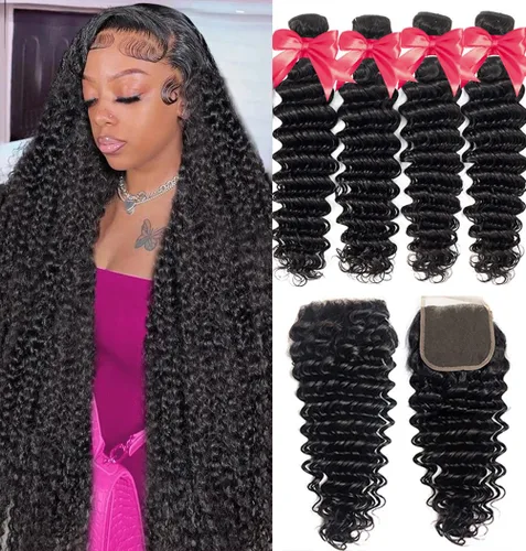 Vista 35 de Paquetes de Cabello Humano de Ondas Profundas （12 14 16 ）12A 100% Sin Procesar Cabello Humano Virgen Brasileño Profundo Rizado Tejido de Cabello