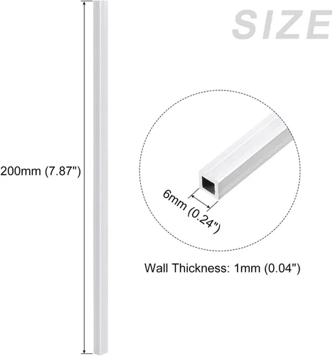 Vista 2 de METALLIXITY Tubo cuadrado de aluminio (0.236 in x 0.236 in x 0.039 in x 7.874 in), 4 piezas, tubo de aluminio 6063 - para muebles del hogar
