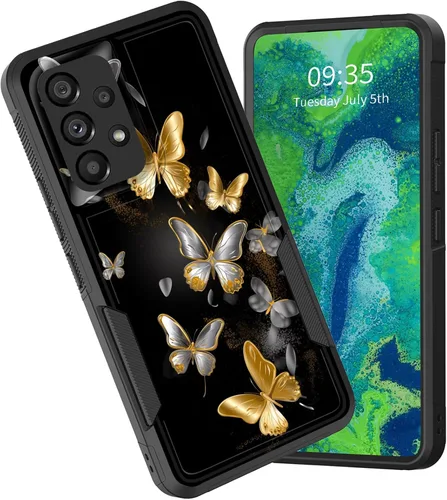 Vista 67 de Funda protectora para Galaxy A13 5G, doble capa híbrida resistente a prueba de golpes, policarbonato duro, silicona suave, TPU, funda protectora