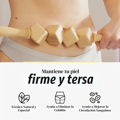 Vista 7 de Tuuli Masaje Anti Celulitis Masajeador 0.8 x 15.7 in Rodillo con Mango Maderotherapy Madera
