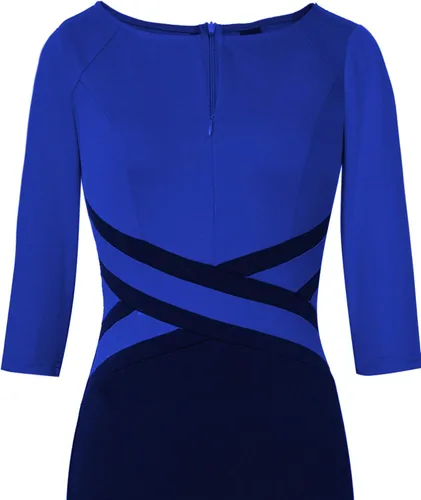 Vista 6 de VFSHOW Womens Wear to Work Slim Colorblock Crisscross Waist Front Zipper Business Party Office Bodycon Pencil Sheath Dress