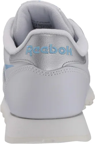 Vista 3 de Reebok Zapato deportivo clásico, de cuero, para mujer, Porcelanaazul fluidoplateado metálico
