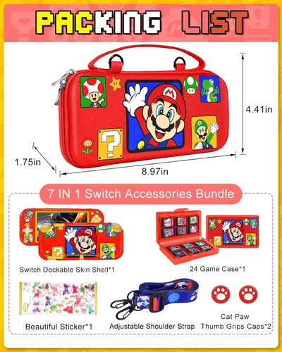 Vista 3 de Xinocy for Nintendo Switch Lite 7 in 1 Storage Accessories Kit with Travel Carrying Case+Switch Lite Protective Cover+Game Case