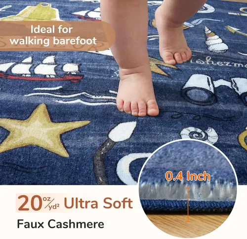 Vista 48 de OPPODREAM Alfombras suaves, pequeñas y lavables con parte trasera antideslizante, alfombra de cachemira sintética de pelo bajo, 2 x 3 pies, azul