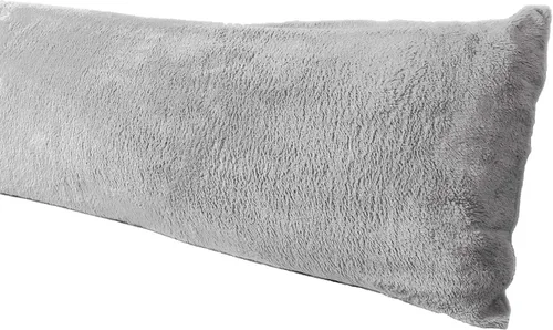 Vista 8 de Funda de almohada corporal extra suave, material sherpa/microfelpa, 20 x 54 pulgadas, cierre de cremallera (Bice)