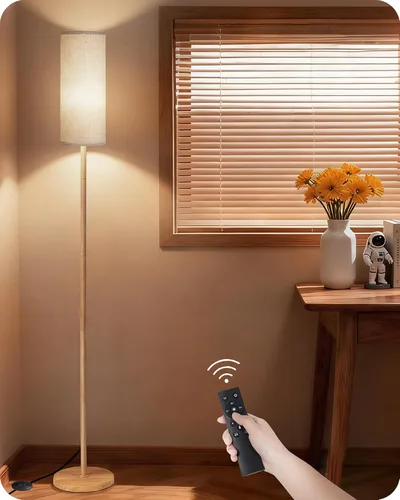 Vista 27 de Paquete de 2 lámparas de pie rosas regulables para sala de estar con 2 controles remotos e interruptor de pie, lámpara de pie de esquina, lámpara