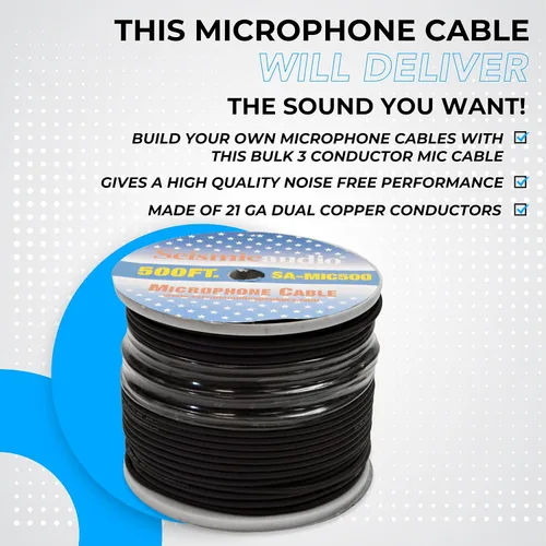 Vista 4 de Seismic Audio Cable de micrófono para altavoces, construye tu propio cable de micrófono, carrete de cable de 500 pies