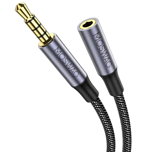 Vista 10 de MOSWAG Cable de extensión de 3.28 pies/1 metro de 3.5mm macho a hembra, cable de audio estéreo de nailon trenzado compatible con estéreos