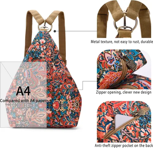 Vista 3 de Black Butterfly - Mochila prémium para mujer, estilo bohemio, casual, moderna, ligera y pequeña, 1-rojo