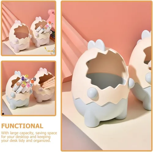 Vista 9 de Holibanna Organizador de escritorio Kawaii para bolígrafos, brochas de maquillaje y papelería, contenedor de almacenamiento de capacidad, 2