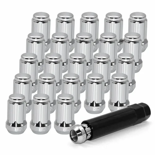 Vista 14 de 20 PIEZAS M12x1.25 Tuercas de llanta negras, tuercas hexagonales de remolque de 1.35" de alto, asiento cónico de 60 grados con llave de casquillo