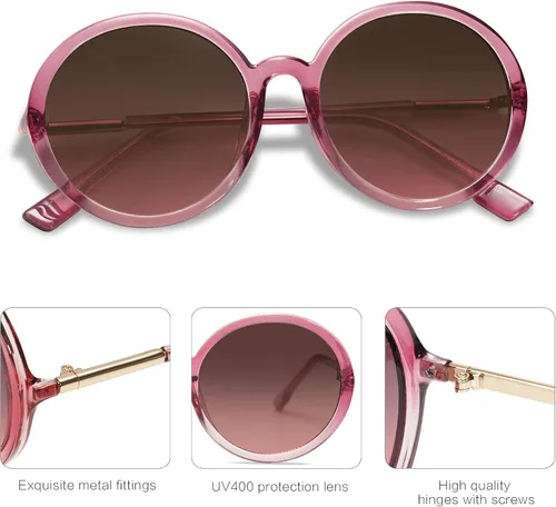 Vista 2 de SOJOS Gafas de sol redondas vintage para mujer estilo clásico retro SJ2121