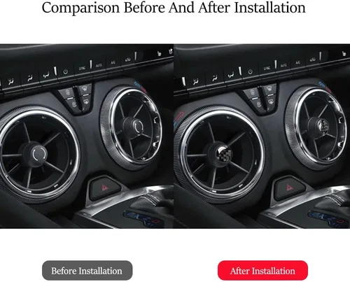 Vista 4 de Calcomanía de fibra de carbono para perilla de ventilación de aire acondicionado, cubierta interior para Chevrolet Camaro 2016 2017 2018 2019 2020