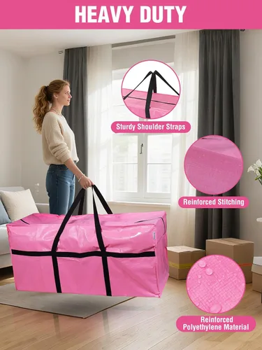 Vista 3 de WORKPRO 1 Pack Bolsa de Transporte Extra Grande de 66 Galones con Cremalleras, Asas de Transporte, Resistente, Impermeable, Maletas