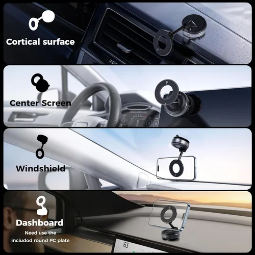 Vista 3 de Soporte magnético de vacío para teléfono Magsafe ajustable de 360° para automóvil, compatible con todos los dispositivos inteligentes