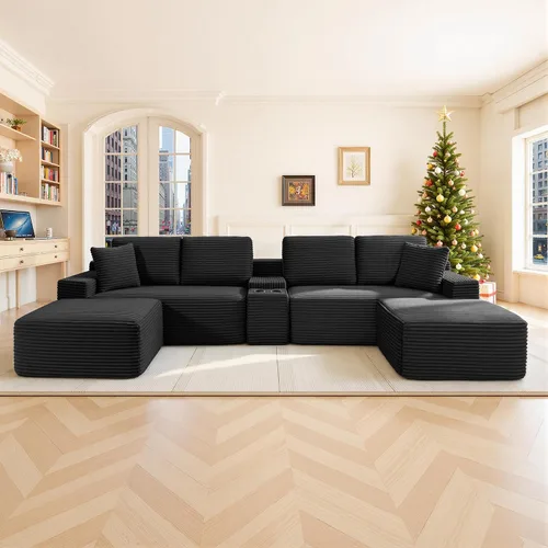 Vista 23 de Sofá seccional Cloud de 108 pulgadas, sofá seccional modular moderno con asiento profundo, sofás de pana sin estructura con chaise en forma de L