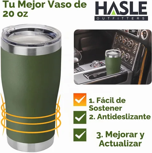 Vista 6 de HASLE OUTFITTERS Vaso de 20 onzas a granel, vasos de acero inoxidable con tapa, vaso aislado al vacío, taza de doble pared con recubrimiento