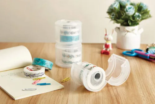 Vista 2 de YUBBAEX Washi - Dispensador de cinta dispensadora de cinta organizador de plástico portátil para artes, manualidades, suministros de diario, álbumes