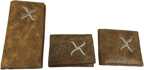 Vista 5 de Twisted X Cartera de piel envejecida con crema X (Rodeo), Crema, Billetera triple